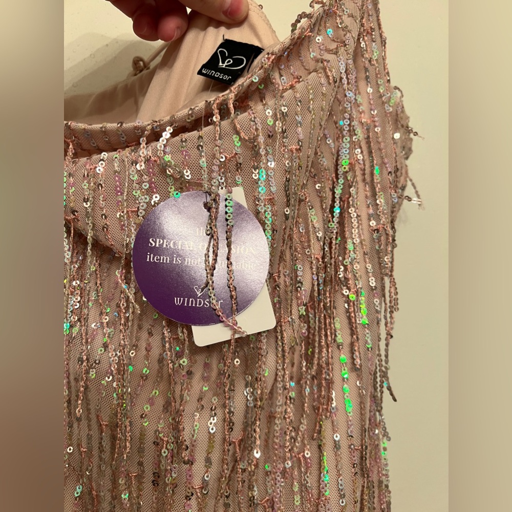 BRAND NEW - NEVER WORN - TAGS STILL ON - SPARKLY SEQUIN WINDOR DRESS SIZE L - Picture 4 of 5